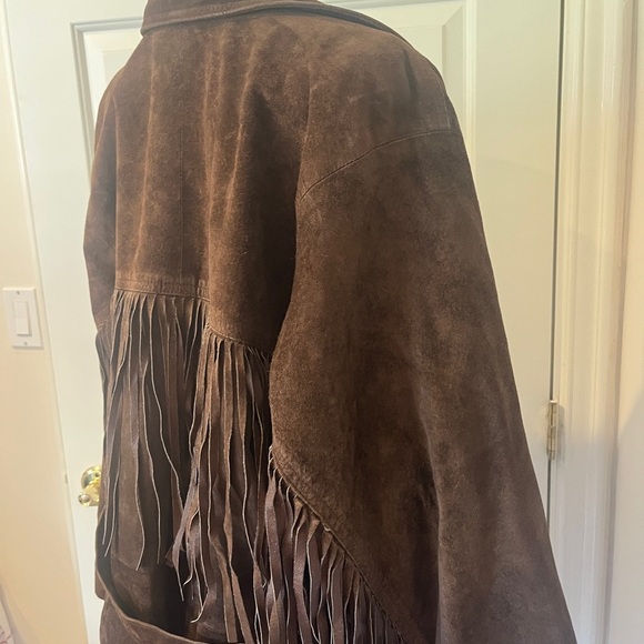 Vintage Brown real Suede Fringe western Jacket - Picture 14 of 15
